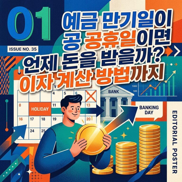 ai thumbnail poster 예금 만기일이 공휴일이면 언제 돈을 받을까 이자 계산 방법까지 1789440292